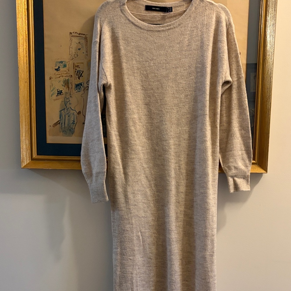 Vero Moda Long Sleeve Dress in Beige